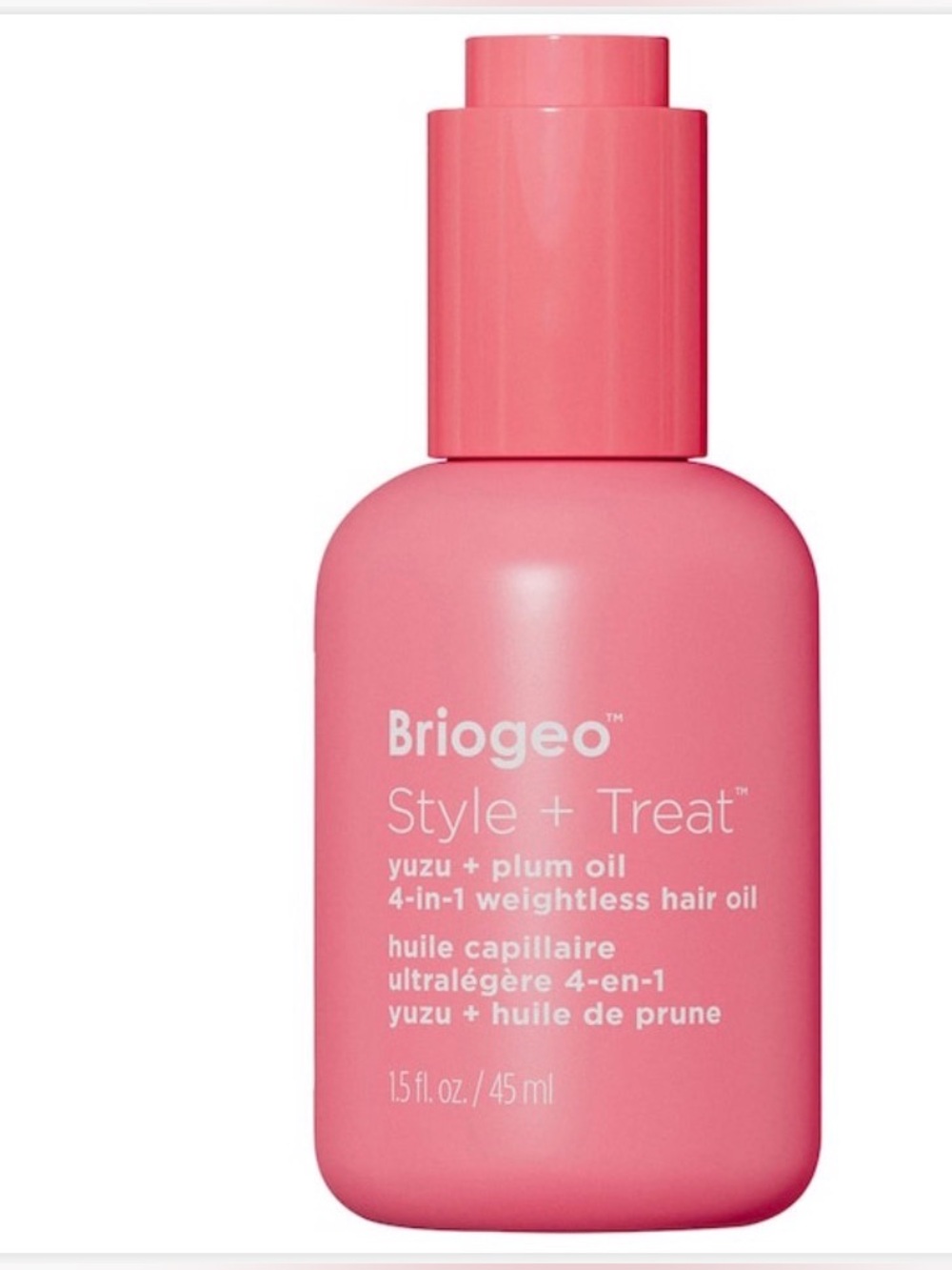 Briogeo Style + Treat Weightless Hair Oil - Coral Pink Bottle